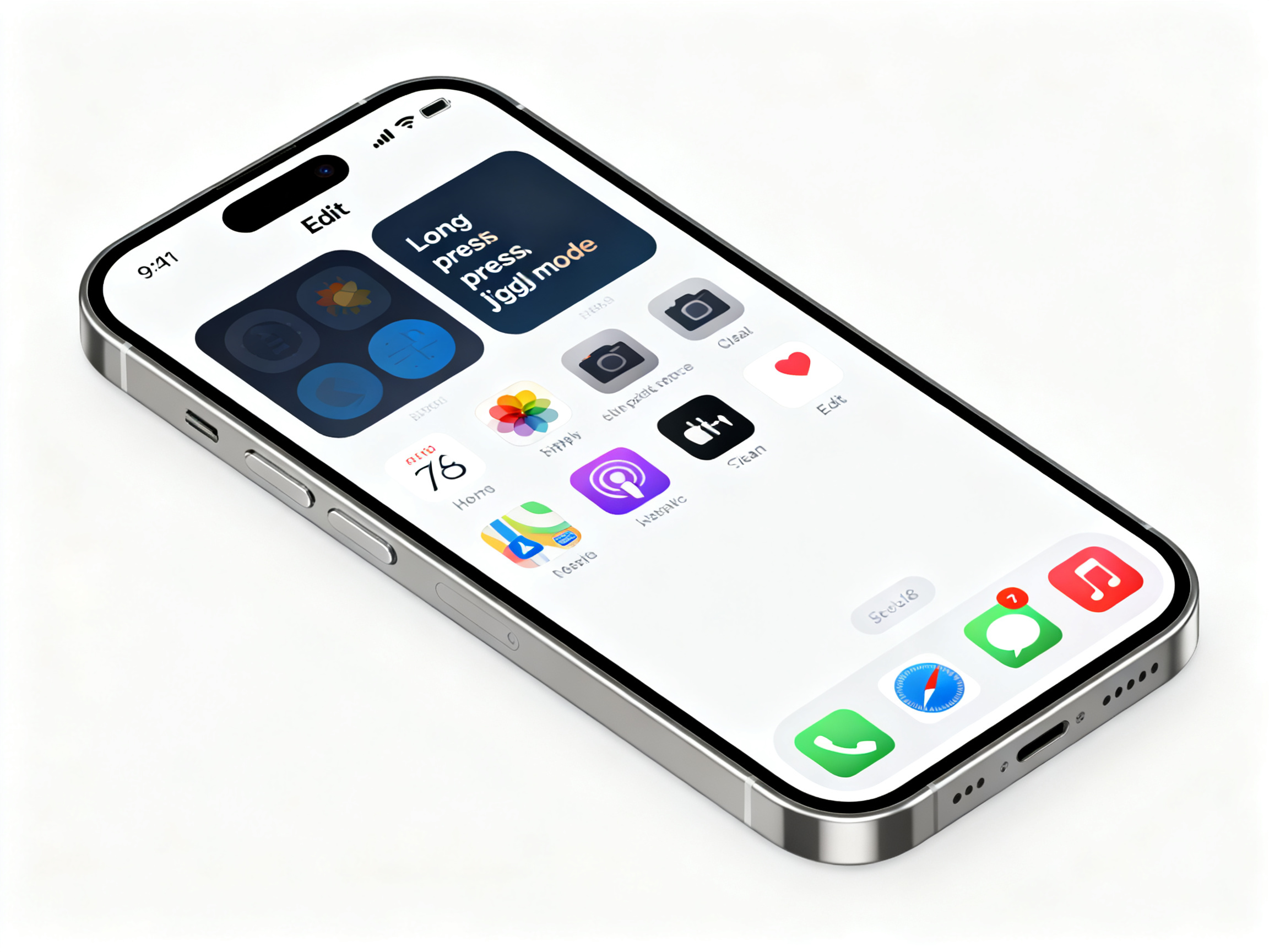 iPhone home screen long press jiggle mode iOS 18