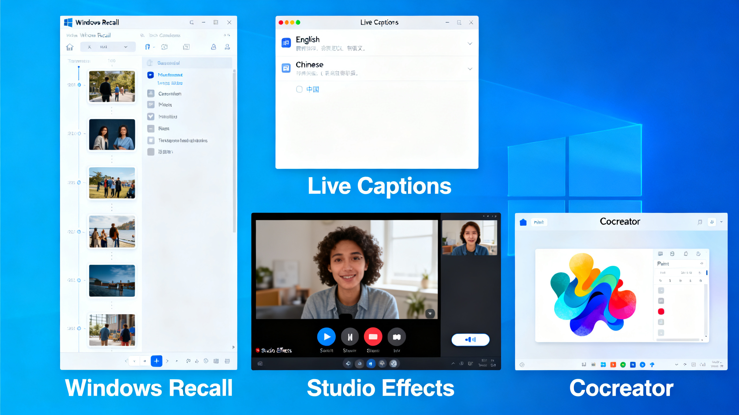 Copilot+ PC AI features Recall Live Captions Studio Effects Cocreator