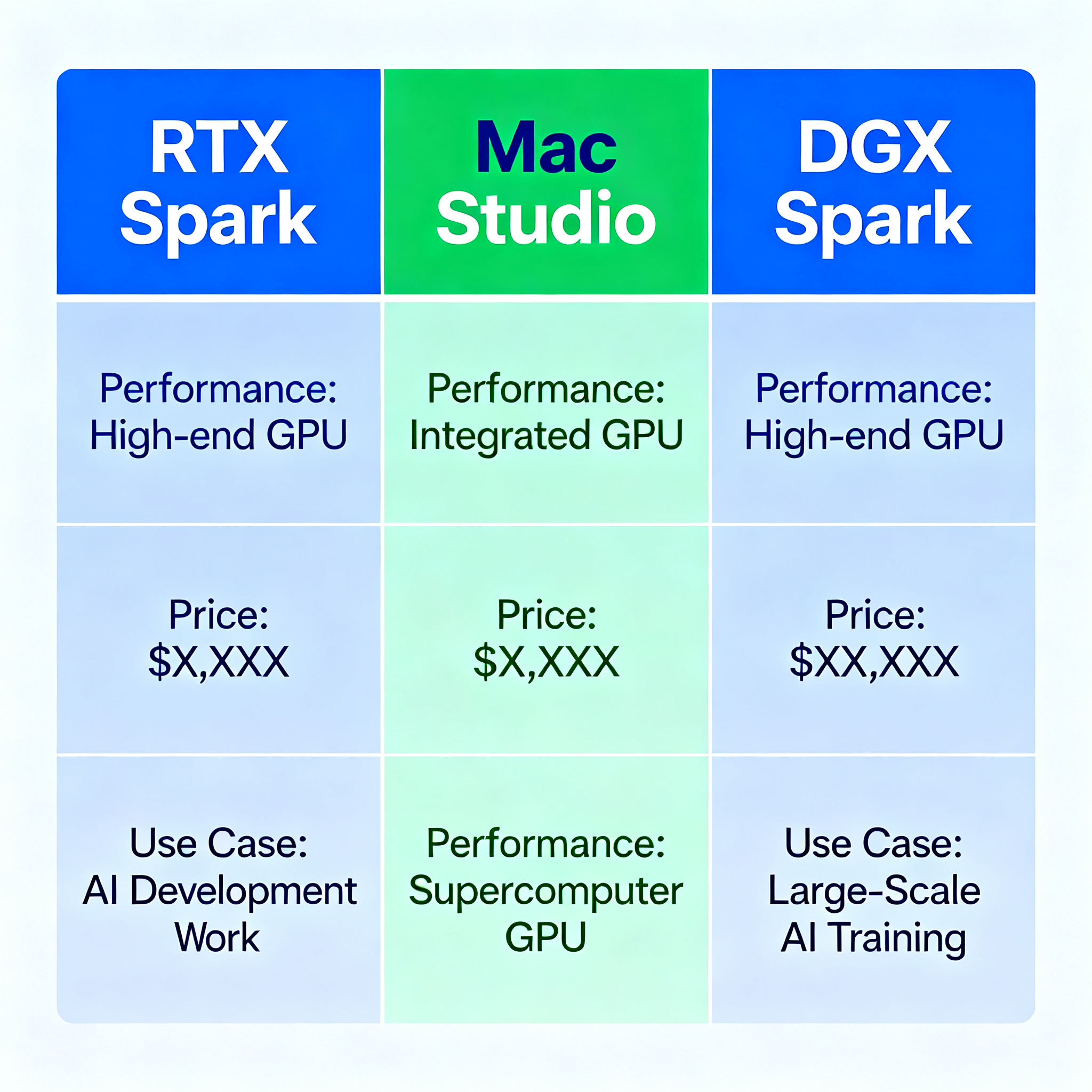 RTX Spark vs Mac Studio vs DGX Spark comparison